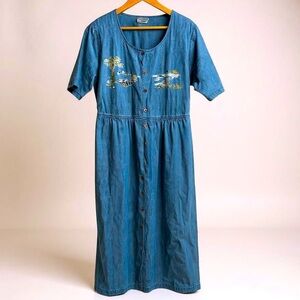 VINTAGE Cottage Core denim picnic dress 90s teacher core Seperate Scene